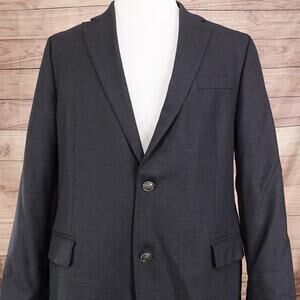 Stafford Tailored Culture Blazer Mens 46R Charcoal Wool Slim Fit 2 Button Coat‎